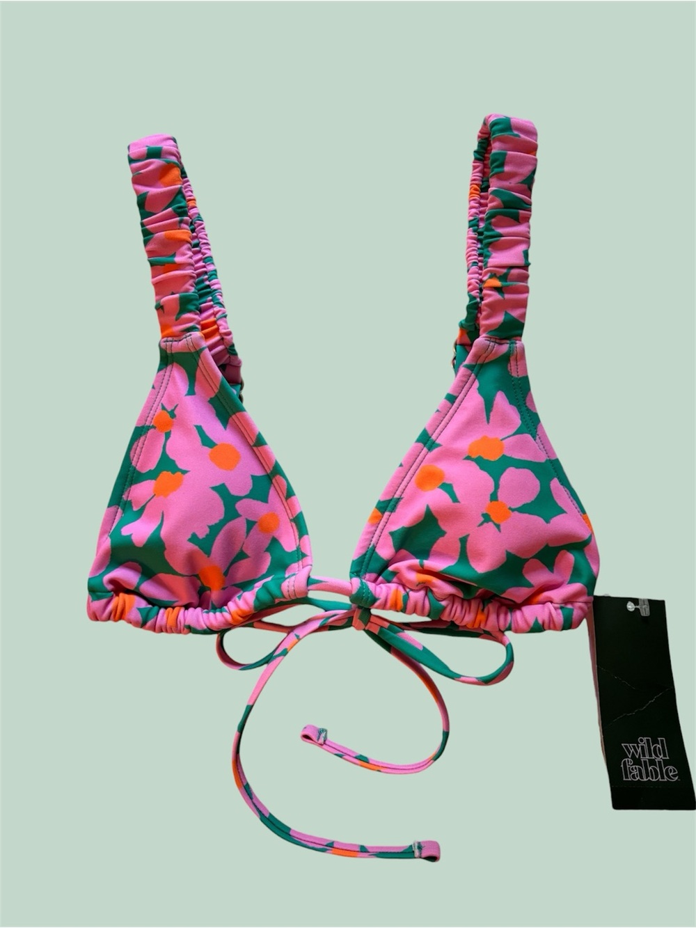 Wild Fable Pink & Green Floral Adjustable Triangle Bikini Top